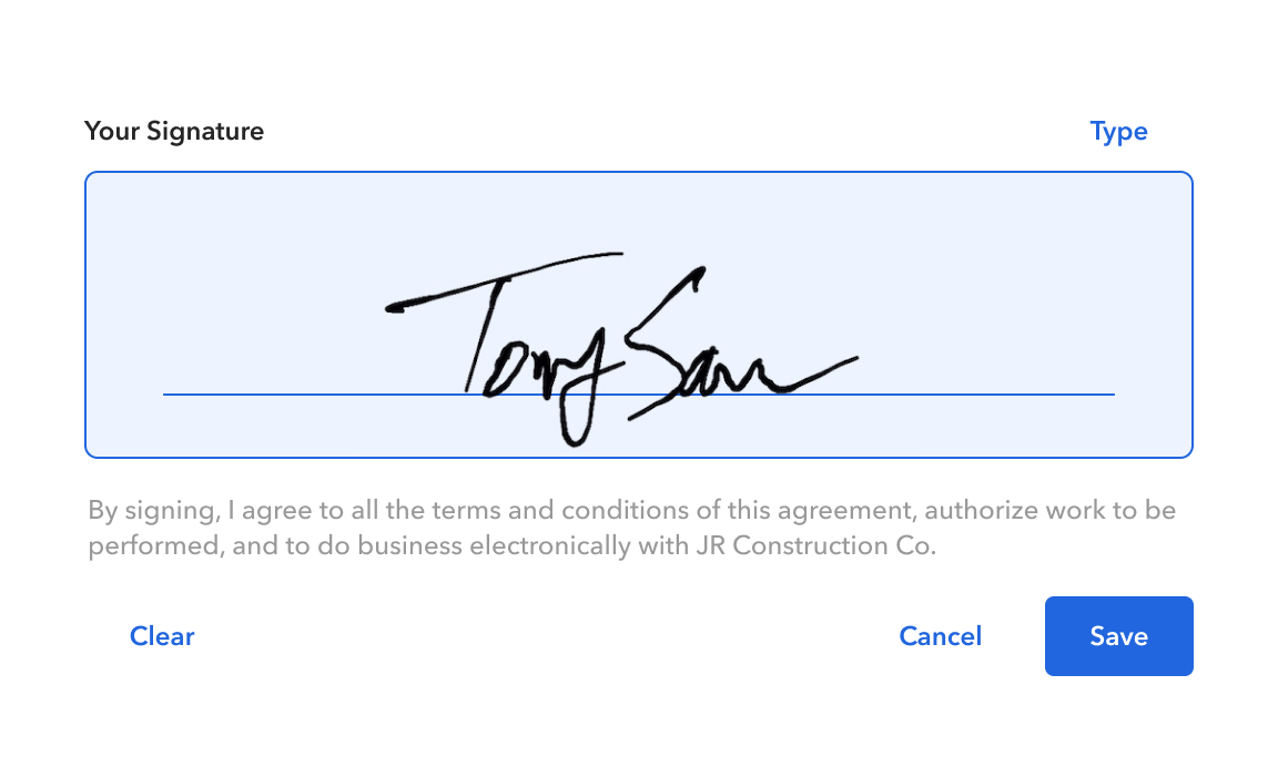 Signature pad with a hand-drawn signature