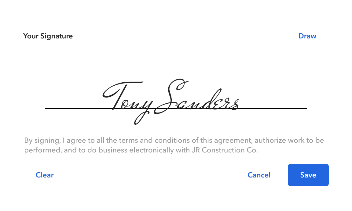 Signature pad with a typed script-style signature