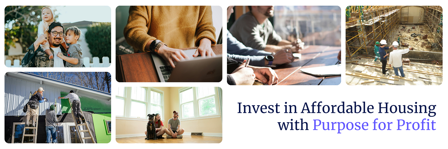 Website redesign for Purpose for Profit, featuring the homepage and Lend page, emphasizing blockchain innovation for affordable housing and sustainable development in ESG initiatives