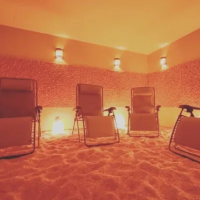 Laser Loft. 4 lounge chairs inside of salt room