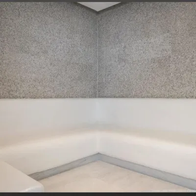 A grey salt panel wall in a salt room at the Auberge Beach Residences in Fort Lauderdale, Florida.