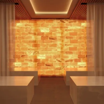 Salt room at Solaia Condominiums in North Bergen, New Jersey with a Himalayan salt wall for décor