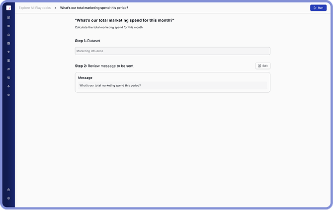 User interface for Propensity Modeling with steps to select dataset and review message, including editable message text box and a Run button.