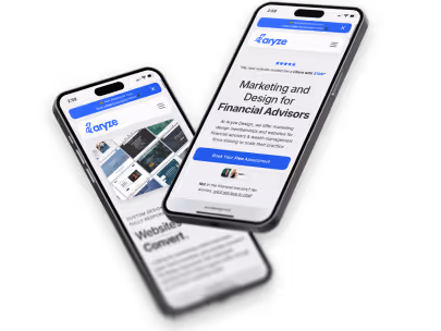 Mockup of iPhones with Aryze Design Inc.'s website home page.