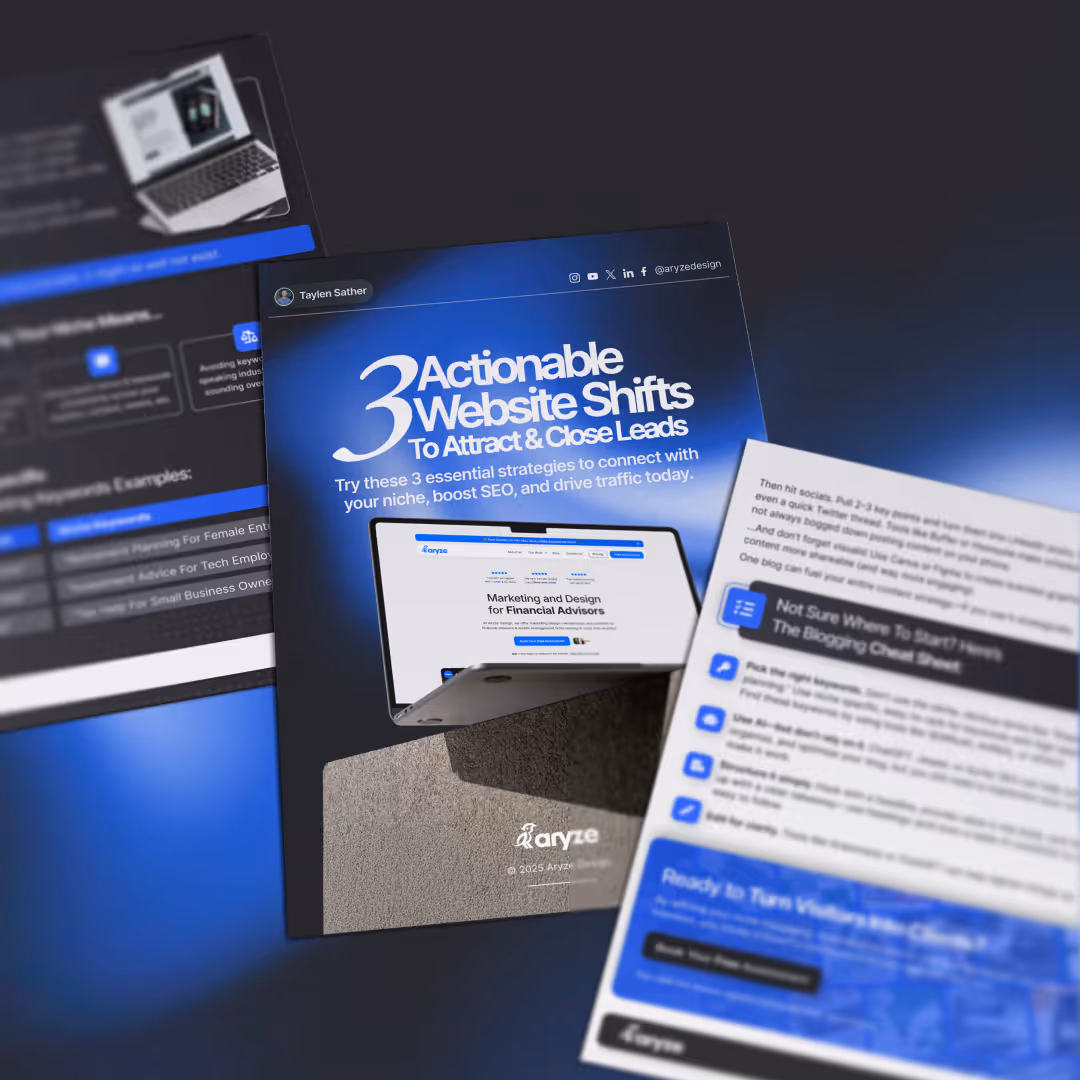 Graphic of the "3 Actionable Website Shifts to Attract & Close Leads"