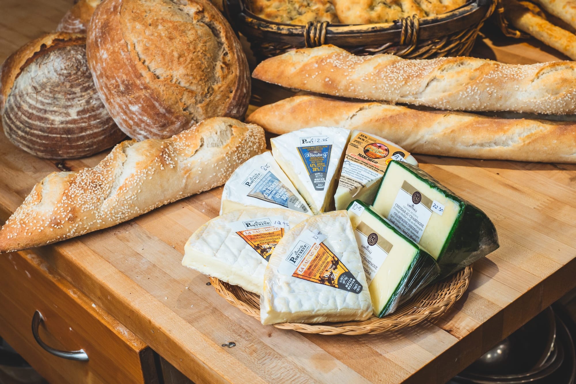 Assorted Artisan Cheeses from La Ruelle Bakery in Nelson, BC