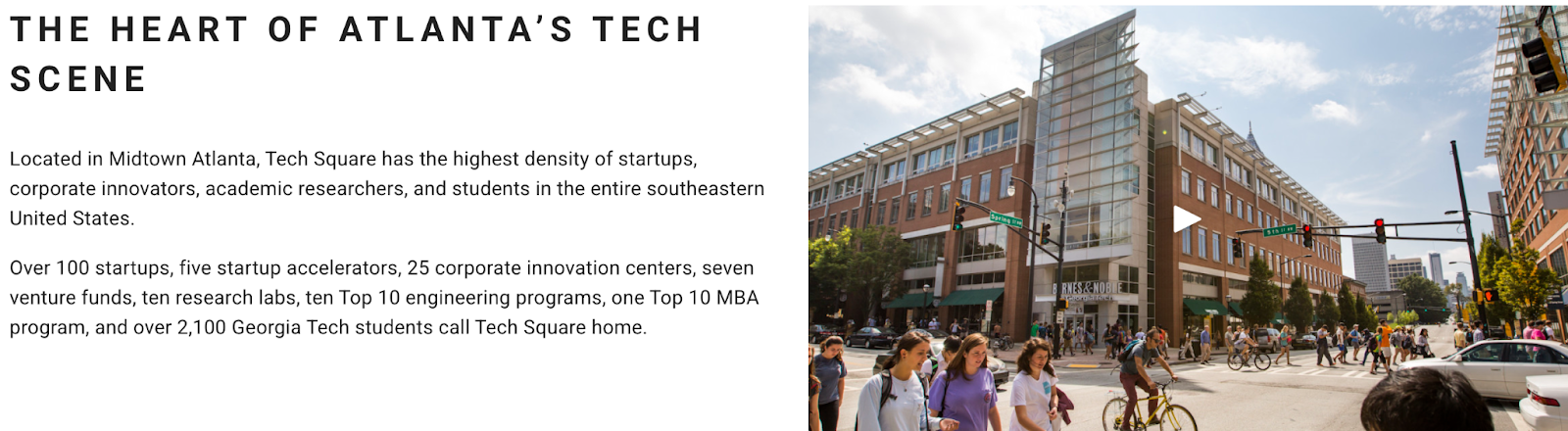 photo of Atlanta's Tech Square with a brief summary of the area from TSQ ATL