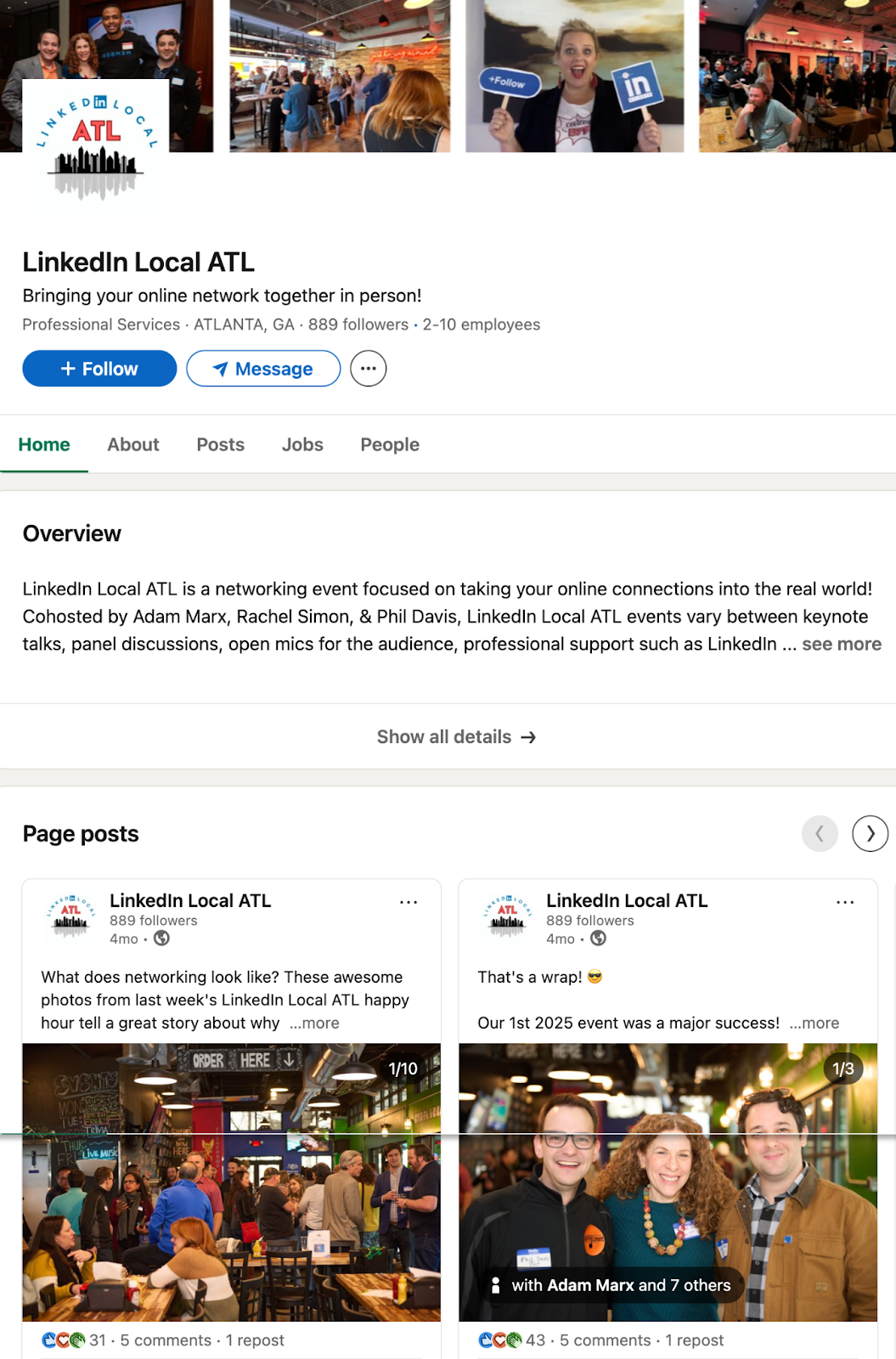 screenshot of the LinkedIn group called LinkedIn Local ATL for Atlanta business networking