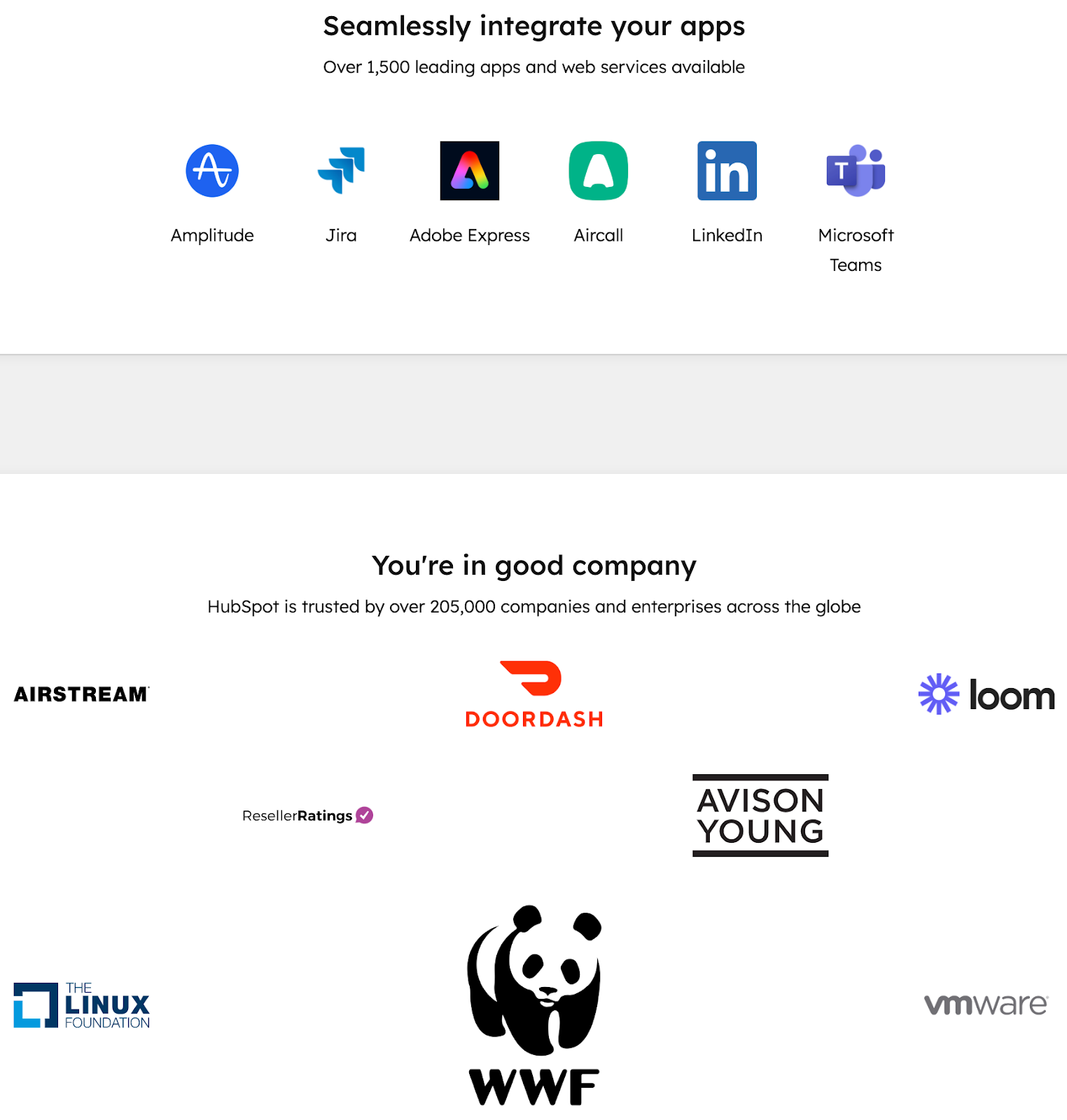 integrations on HubSpot's Marketing Hub pricing page