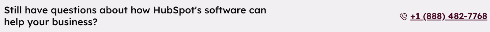 call to talk to sales at the bottom of HubSpot's Marketing Hub pricing page