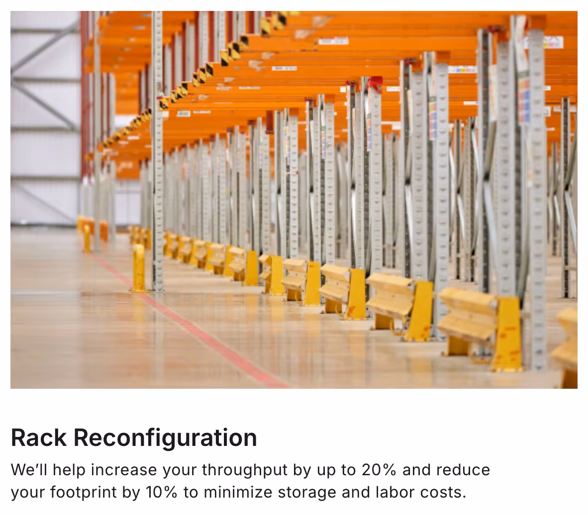 image and statistic about increased throughput and reduced footprint featured on Prologis' "Solutions" page