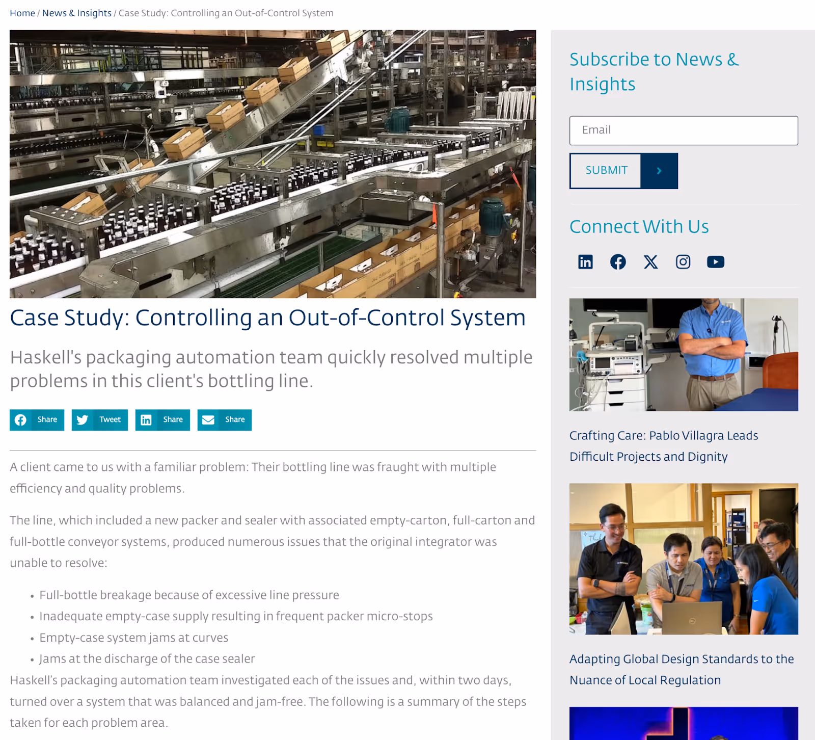case study example from AEC solutions company Haskell revealing a specific client issue and the steps they took to quickly resolve it