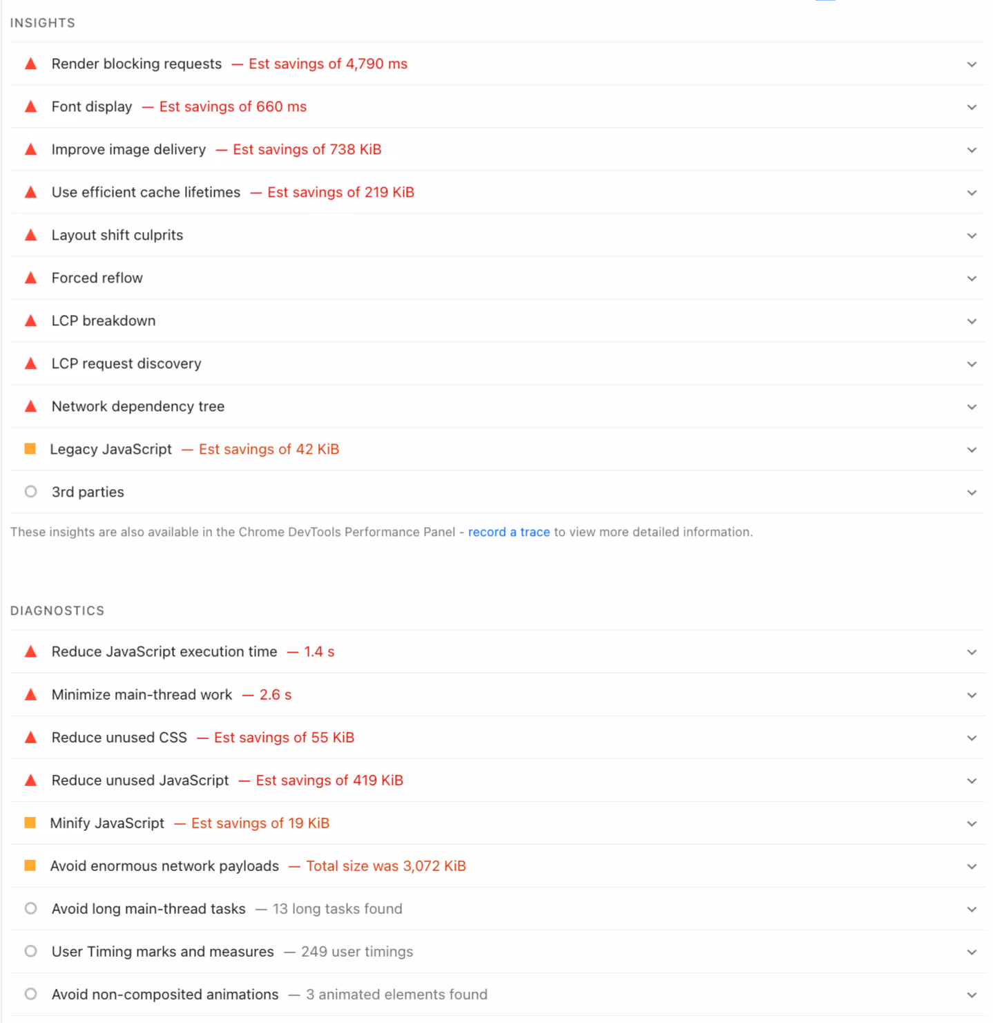insights and diagnostics for GE.com via Google's PageSpeed Insights tool