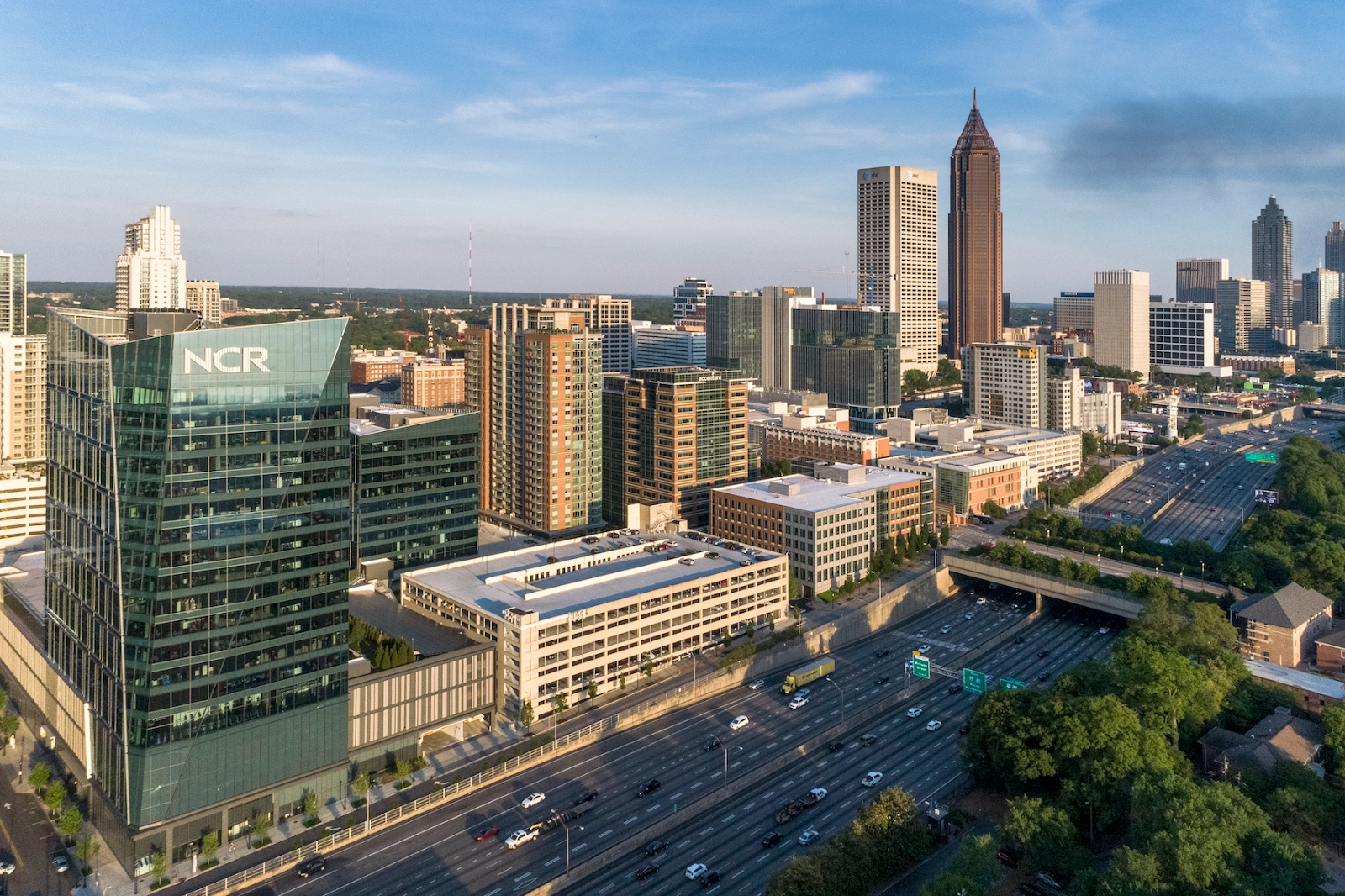 aerial view of the buildings that make up Technology Square in Midtown Atlanta