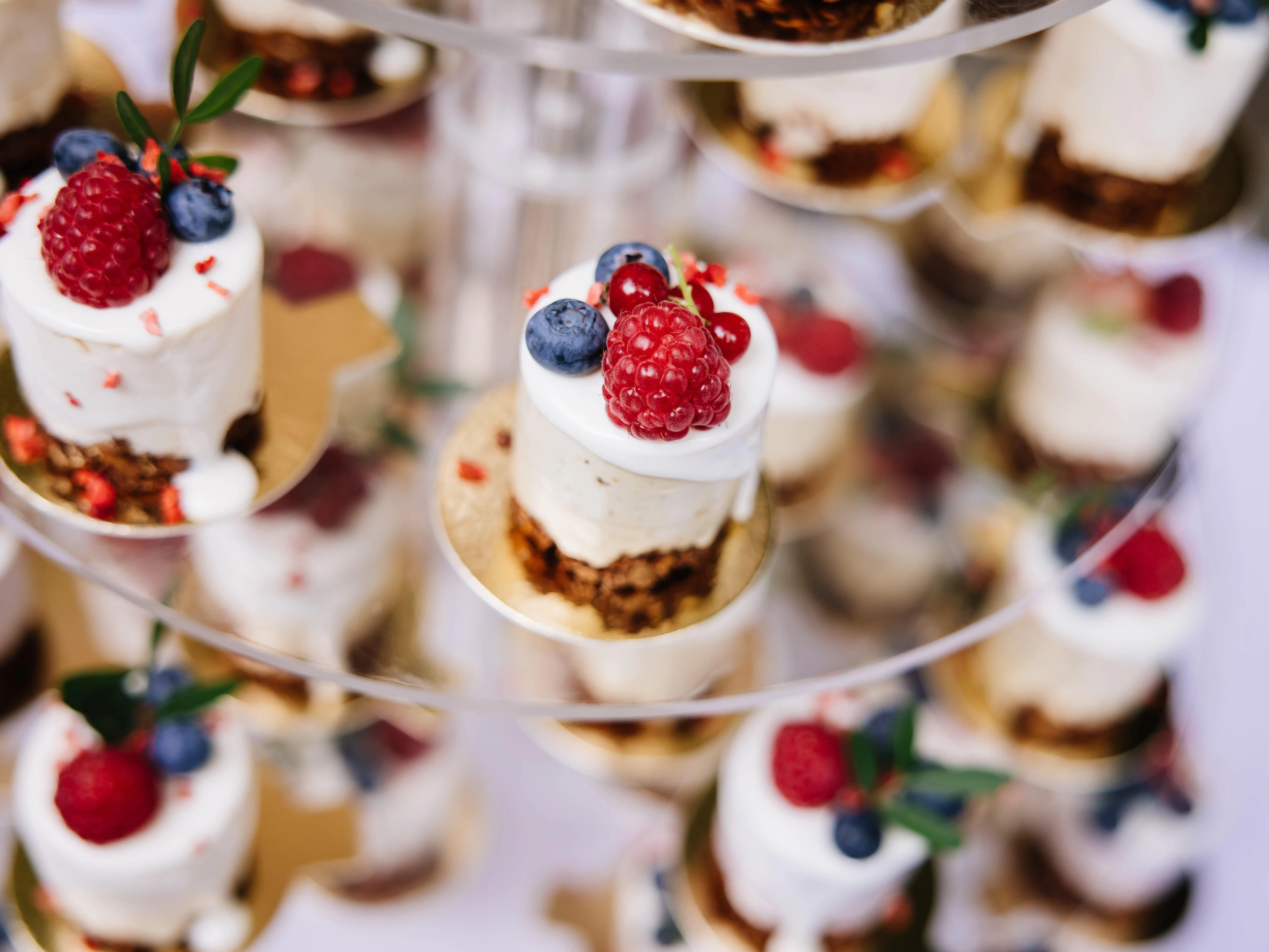 Individual berry desserts for a Palm Springs wedding reception