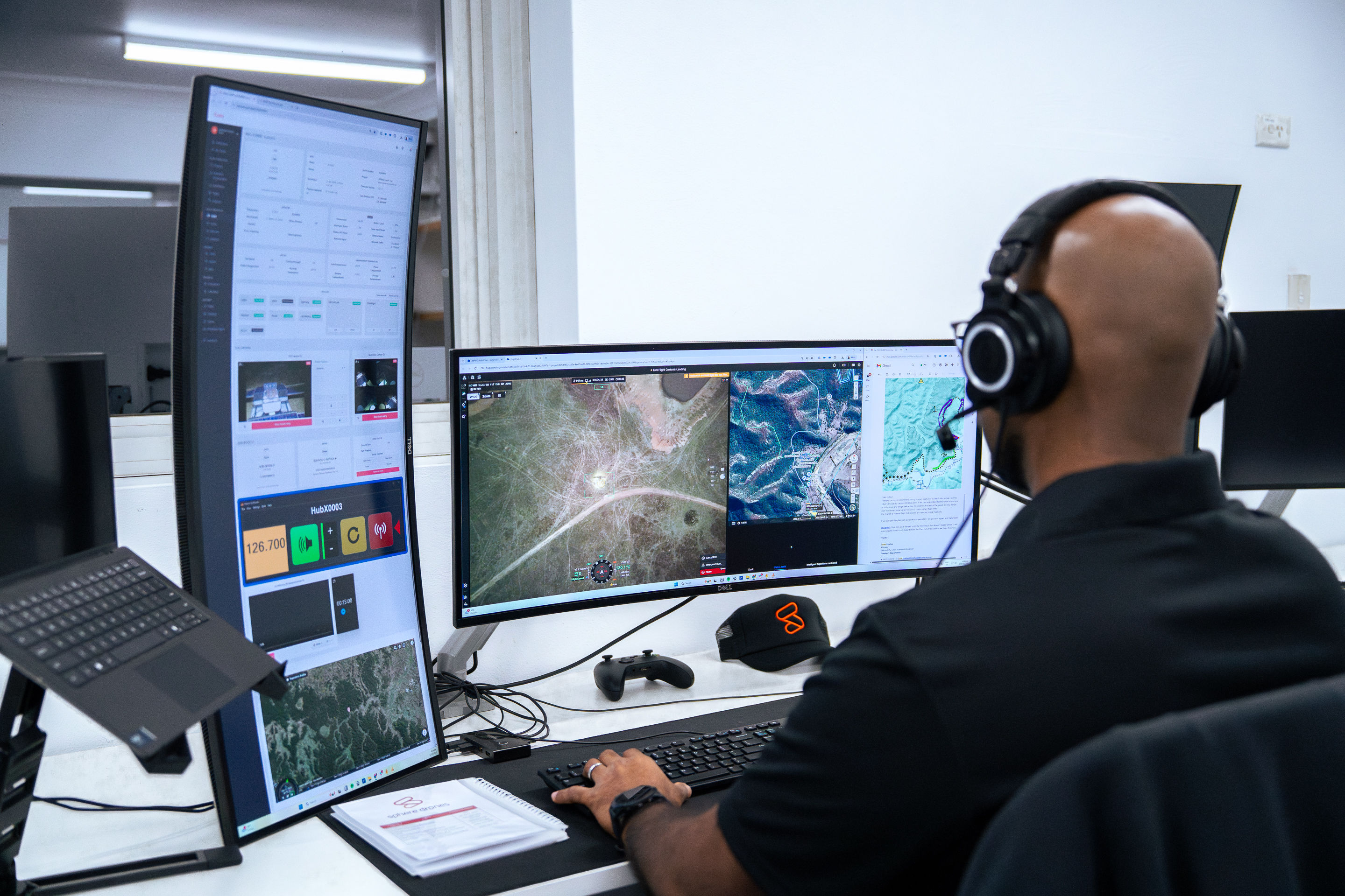 A Sphere remote pilot flying a client mission from the Remote Operations Centre
