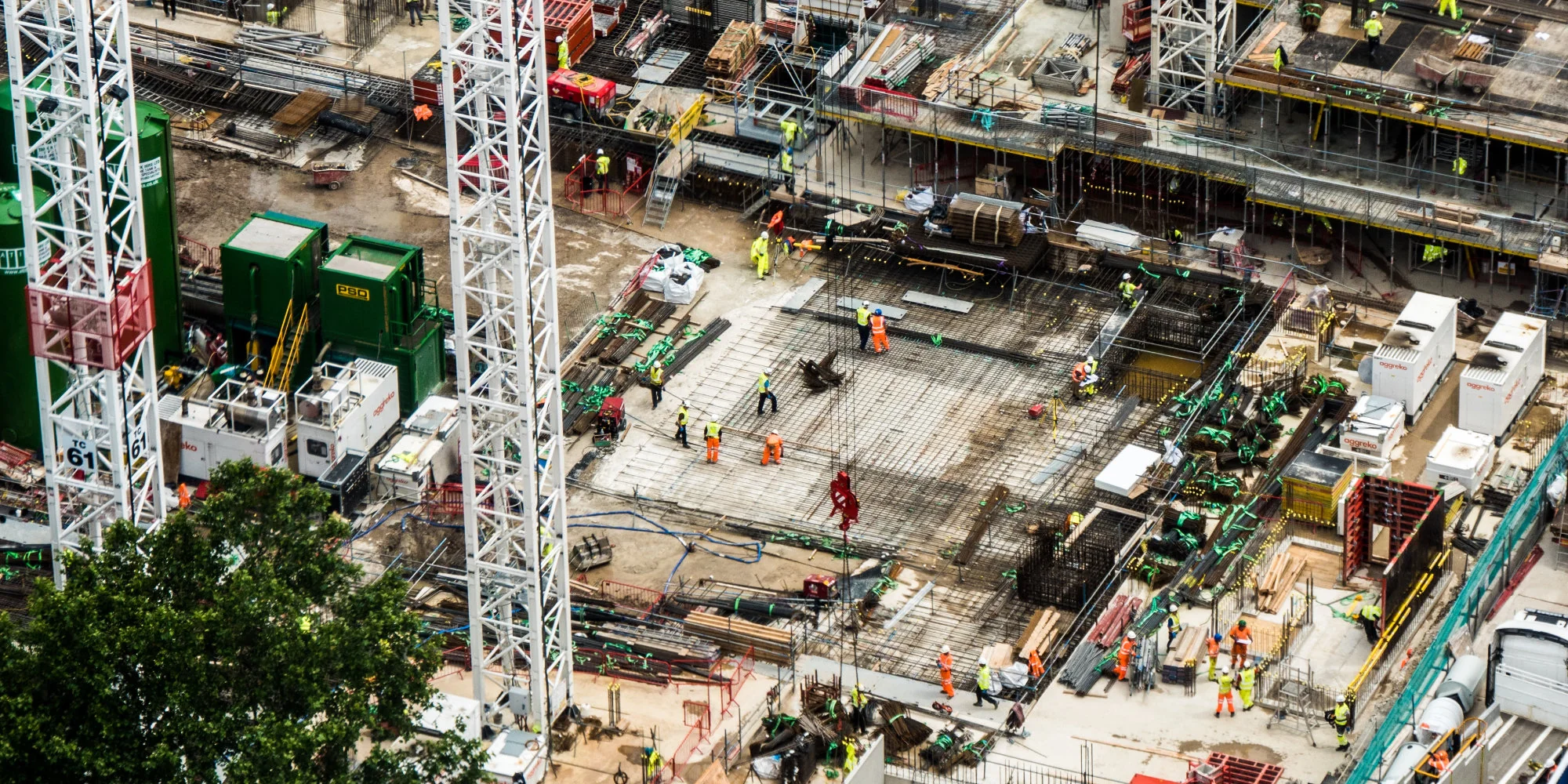 Drone surveying a construction site