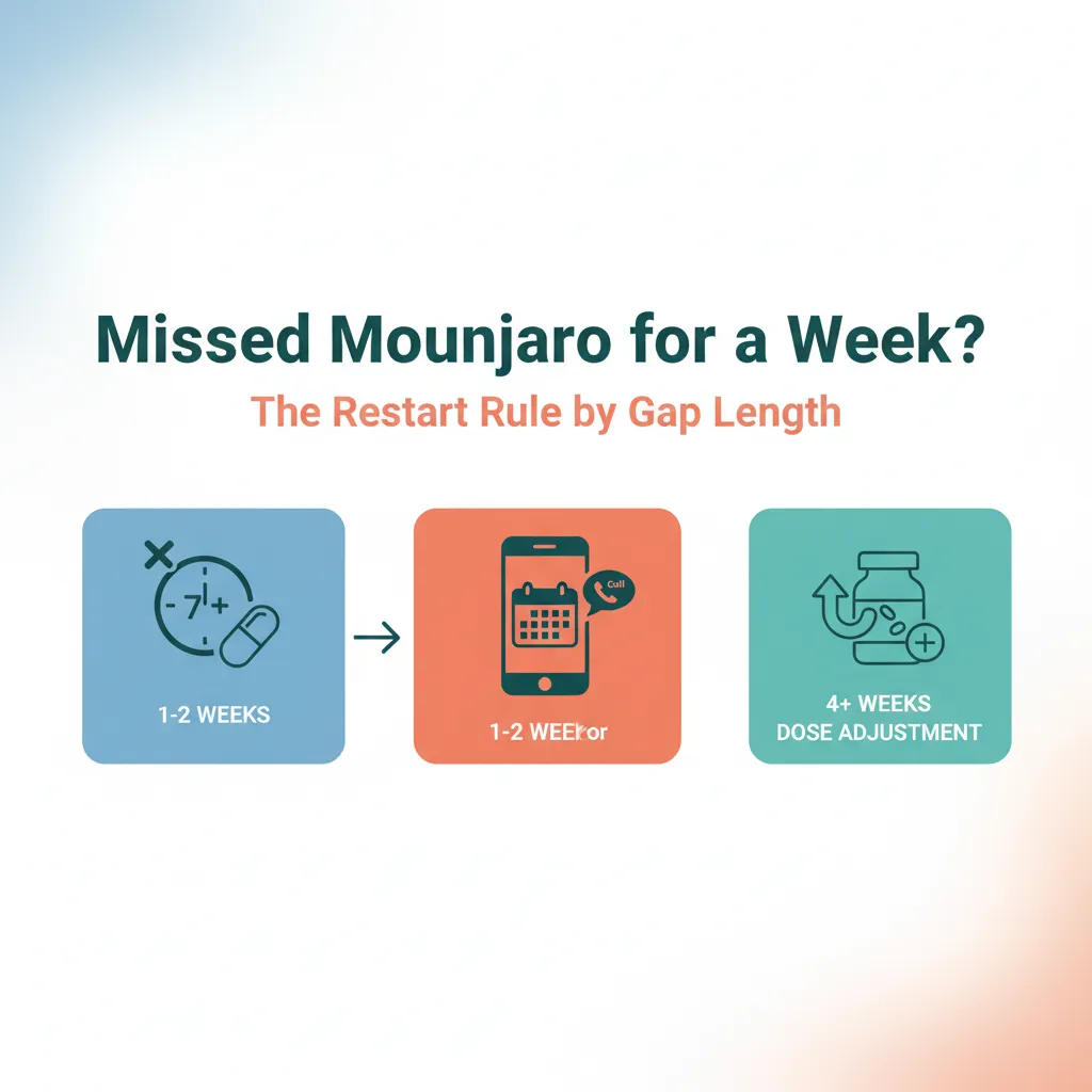 Mounjaro skipped for a week: restart decision tree by gap length and re-titration rules