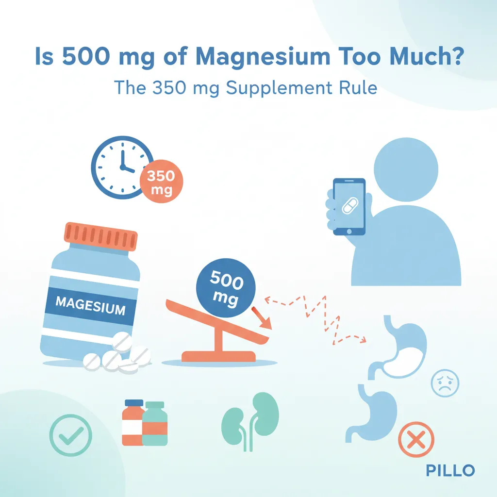 Is 500 mg magnesium too much: NIH 350 mg UL, form-by-form tolerance, kidney check