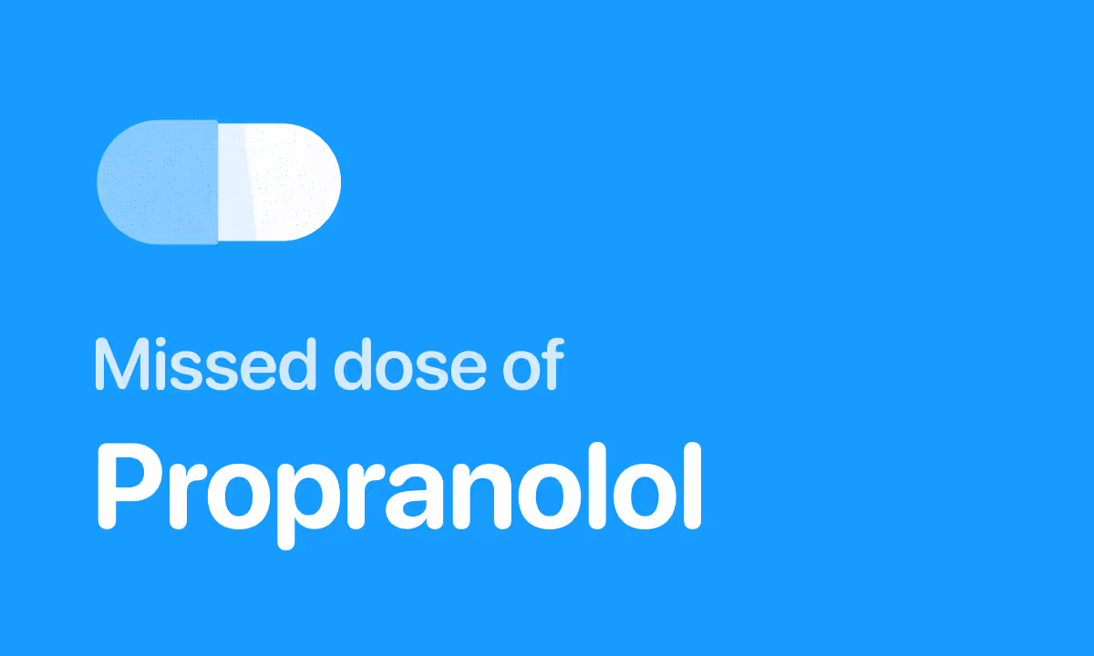 Missed Dose of Propranolol (IR vs ER)