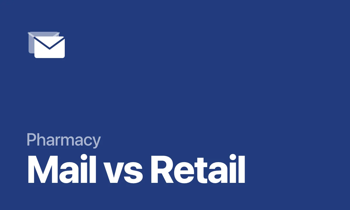 Envelope icon on dark navy background — Pharmacy Mail vs Retail