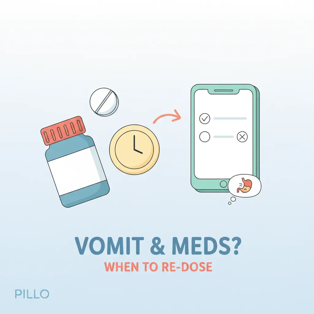 Re-dosing after throwing up pills