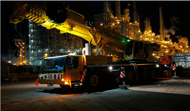 there is a large crane that is sitting on a truck