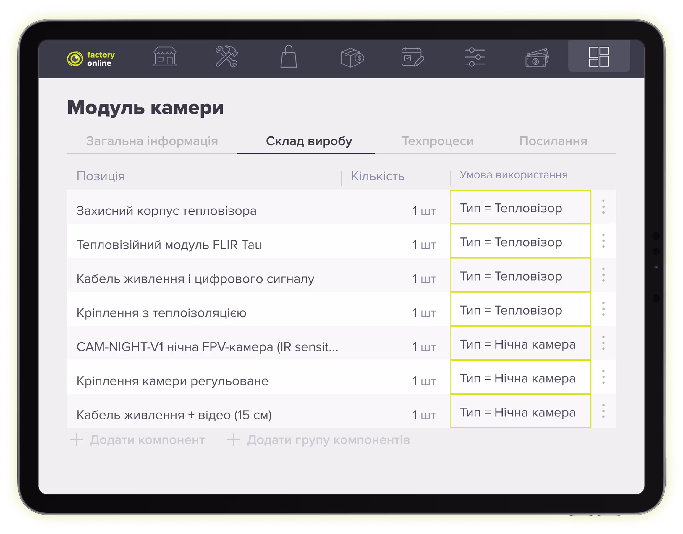 Основні та технічні дані