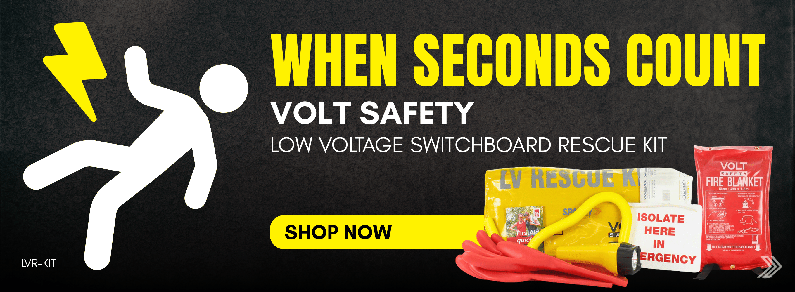 volt safety low voltage rescue kit banner with tagline when seconds count