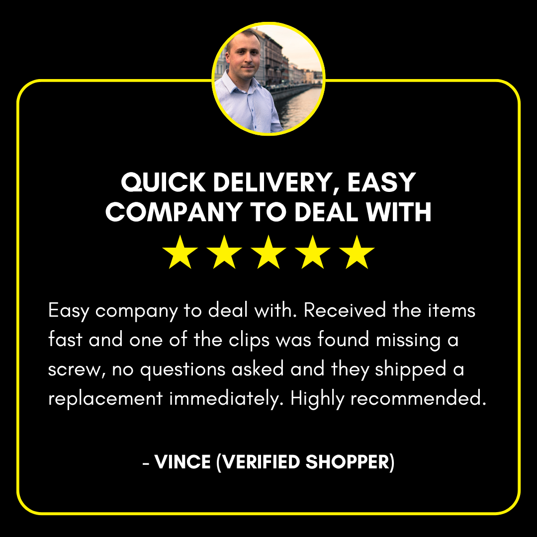 five-star review about quick delivery and easy support experience
