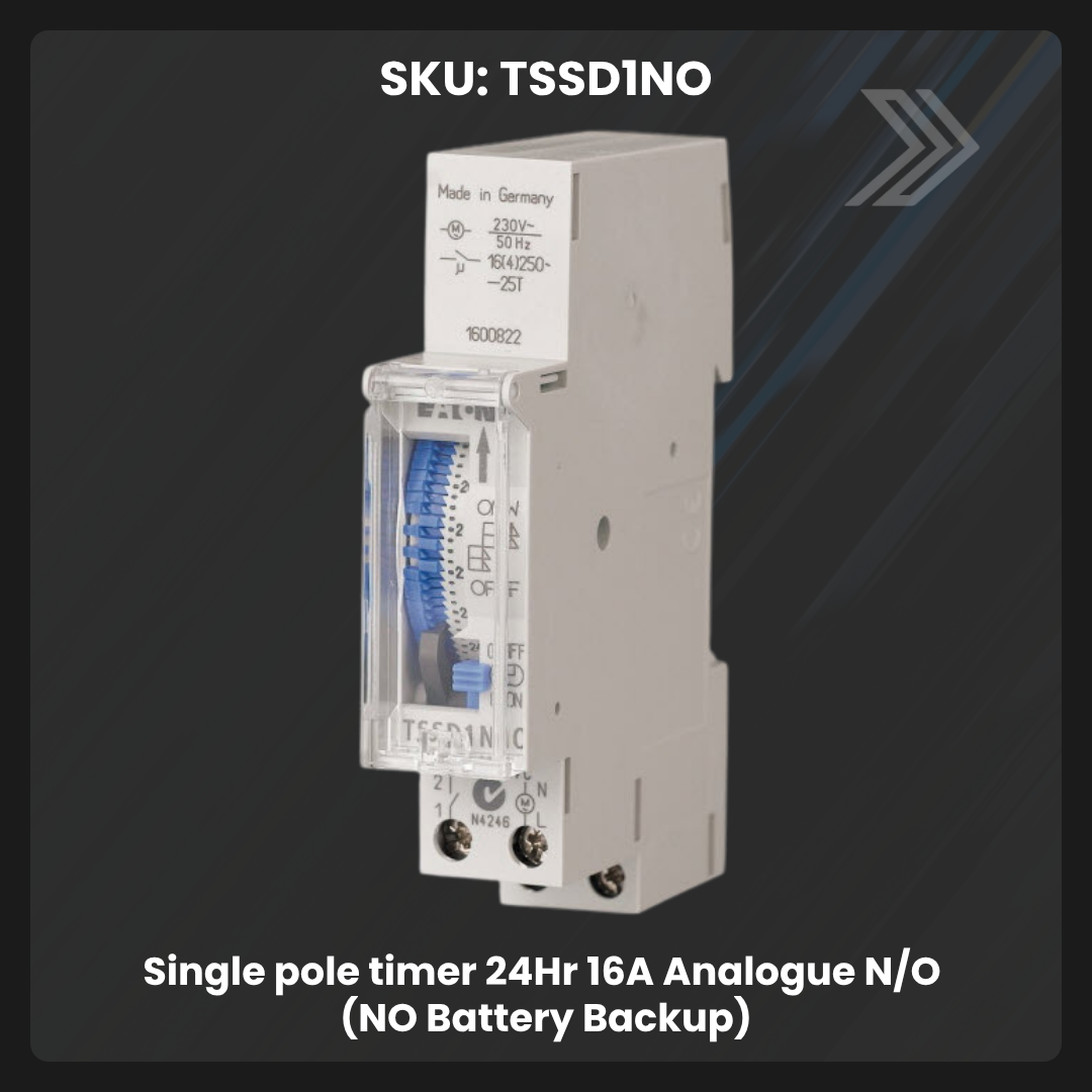 Click here for a product image of a 24Hr 16A analogue timer without battery backup.