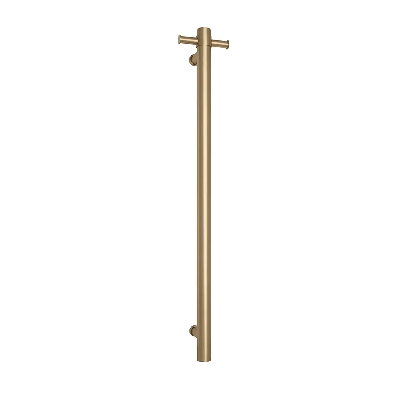Click here for a brushed brass vertical towel warmer bar with side mounting brackets, SKU VS900HBB.