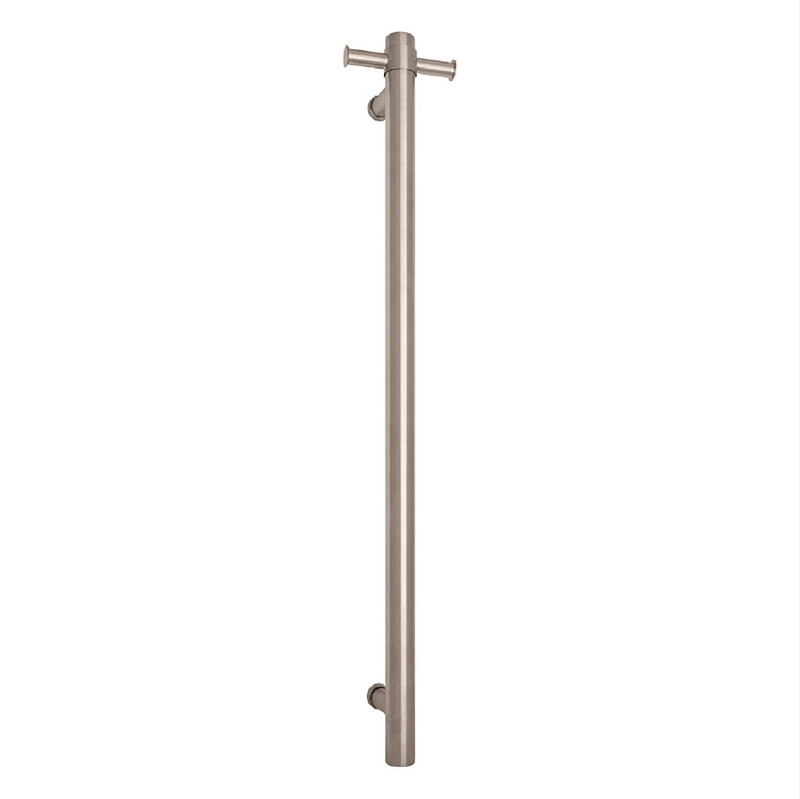 Click here for a brushed vertical towel warmer bar with dual mounting brackets, SKU VS900HBR.