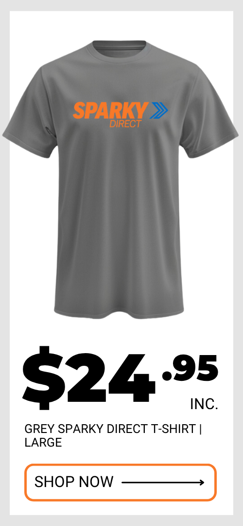 Click to shop the Sparky Direct Large Grey T-Shirt.