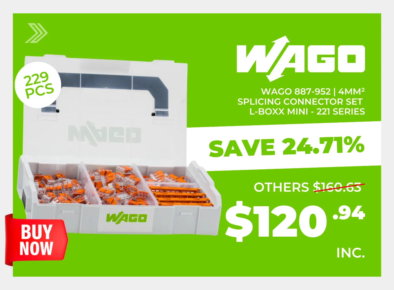 Click to shop the Wago 887-952 | 4mm² Splicing Connector Set  L-BOXX Mini - 221 Series