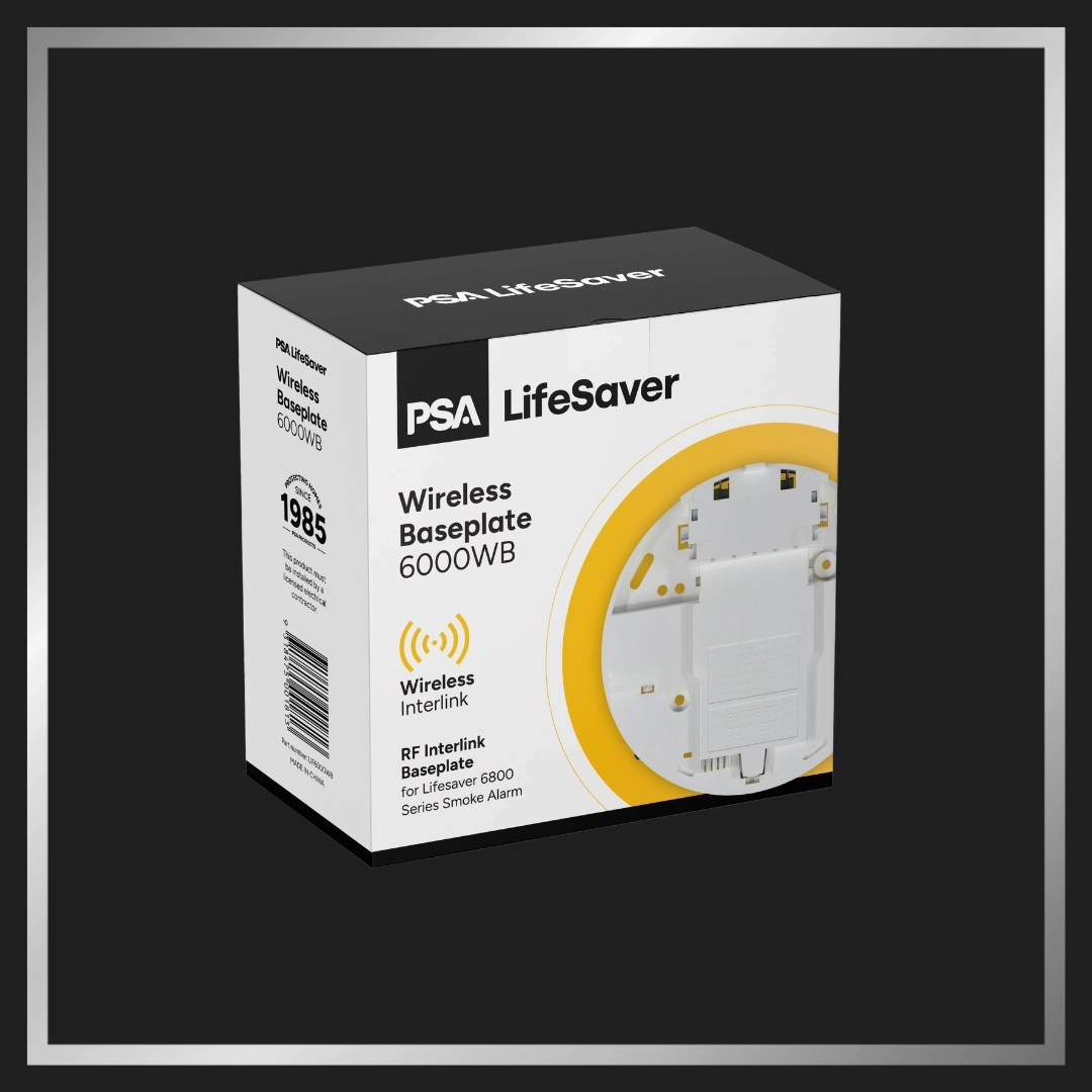 Click here for a PSA wireless baseplate for RF interlinking LifeSaver 6000 Series smoke alarms.