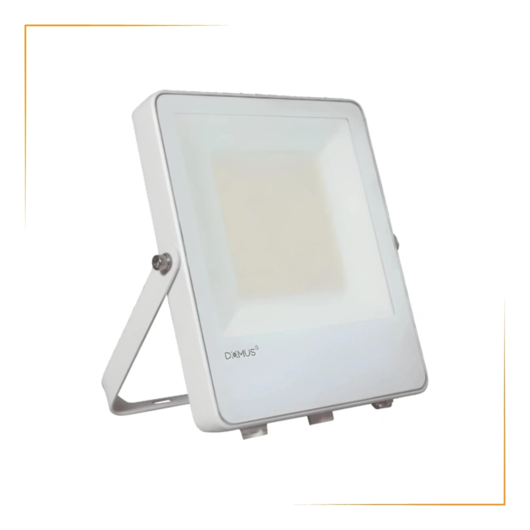DOMUS BLAZE PRO 200W white LED floodlight with marine-grade finish, tri-watt and tri-CCT functions, and IP66 waterproofing for high-performance lighting in corrosive environments.