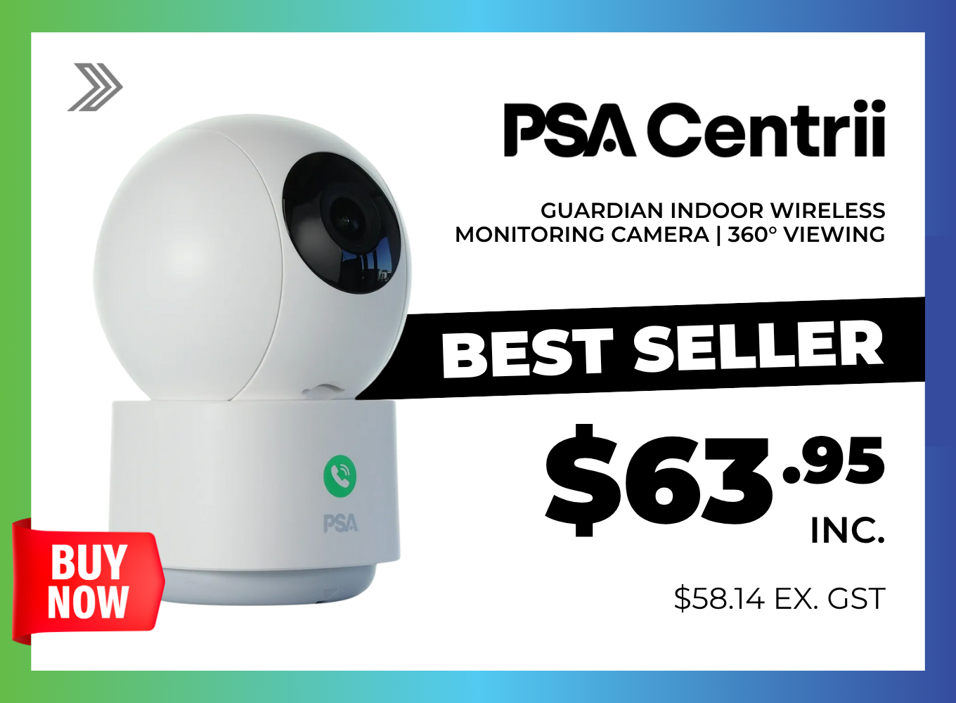 Click here for a PSA Centrii indoor wireless monitoring camera with 360° viewing, priced at $63.95.