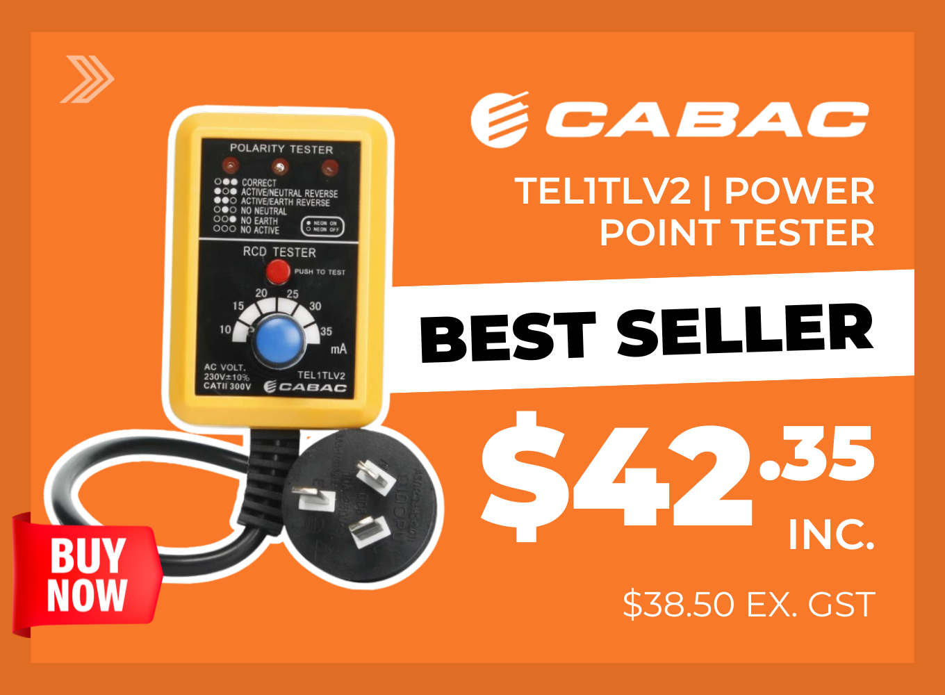 Click here for a Cabac power point polarity and RCD tester priced at $42.35.
