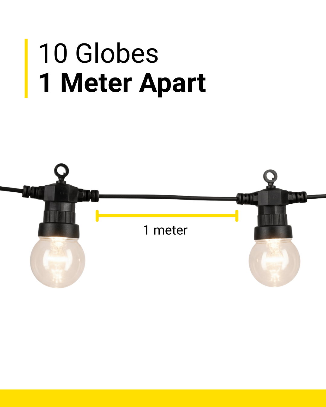 Two Brilliant Festoon bulbs on a cable spaced 1 metre apart.