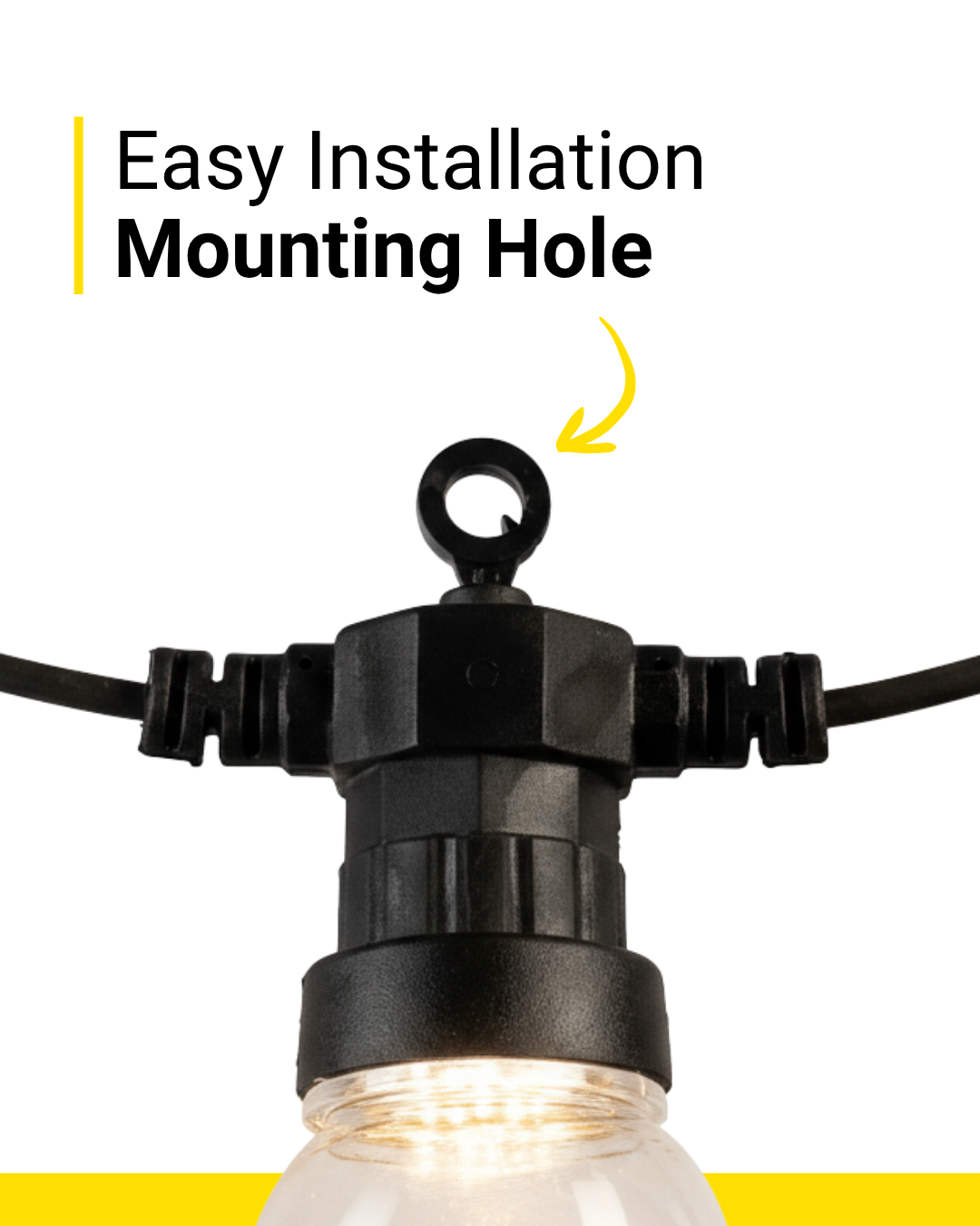 Close-up of a Brilliant Festoon socket showing the mounting hole for easy installation.