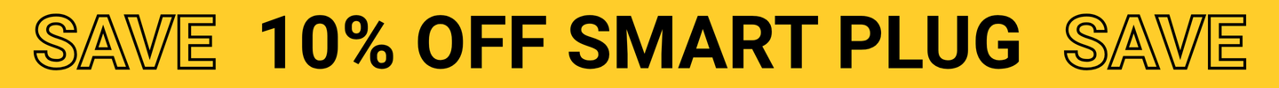 smart plug sale banner showing 10% off in bold black text on a yellow background