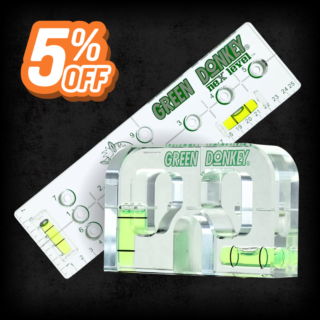 Click here for a 5% discount on Green Donkey level tools.