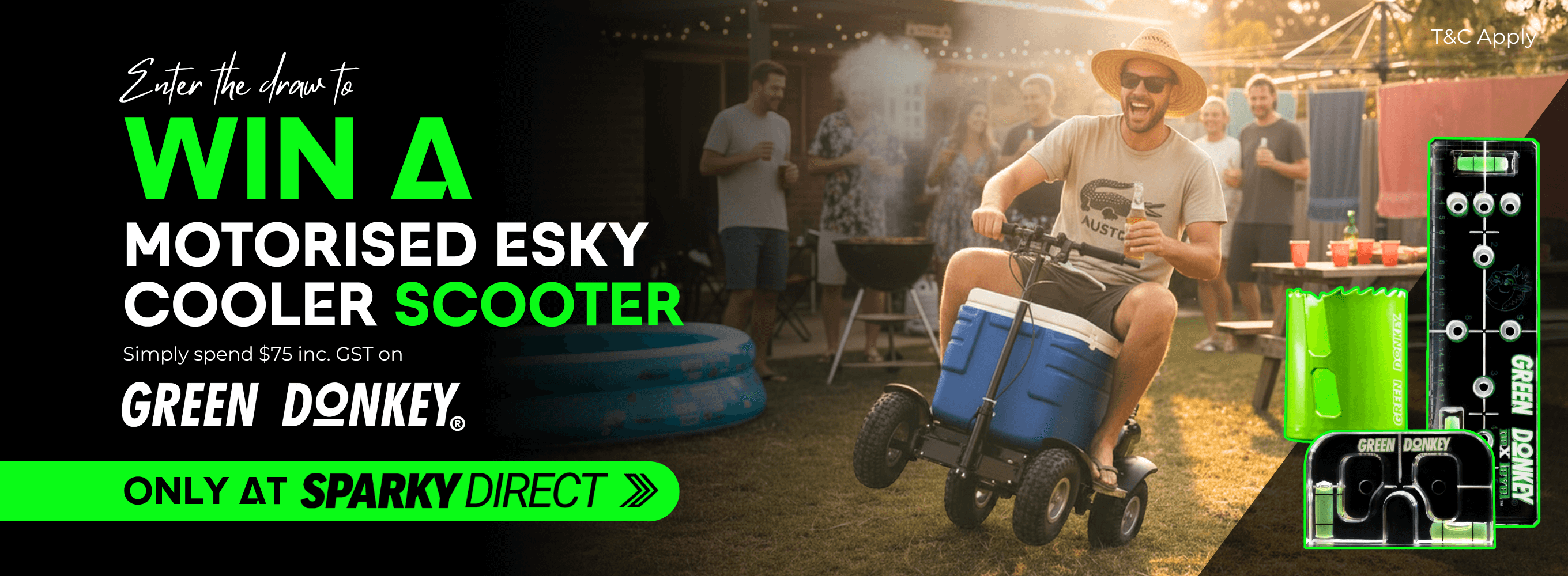 Click here for a promotion to win a motorised esky cooler scooter by spending $75 on Green Donkey products at Sparky Direct.