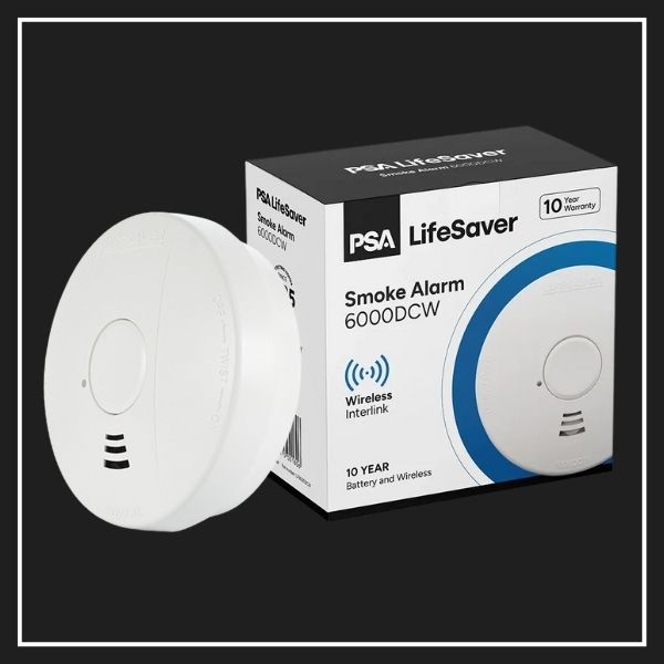 Image of the PSA LIFESAVER LIF6000DCW | 10 YEAR LITHIUM BATTERY (NON-REPLACEABLE) WITH WIRELESS RF INTERLINK Smoke Alarm. Click to shop.