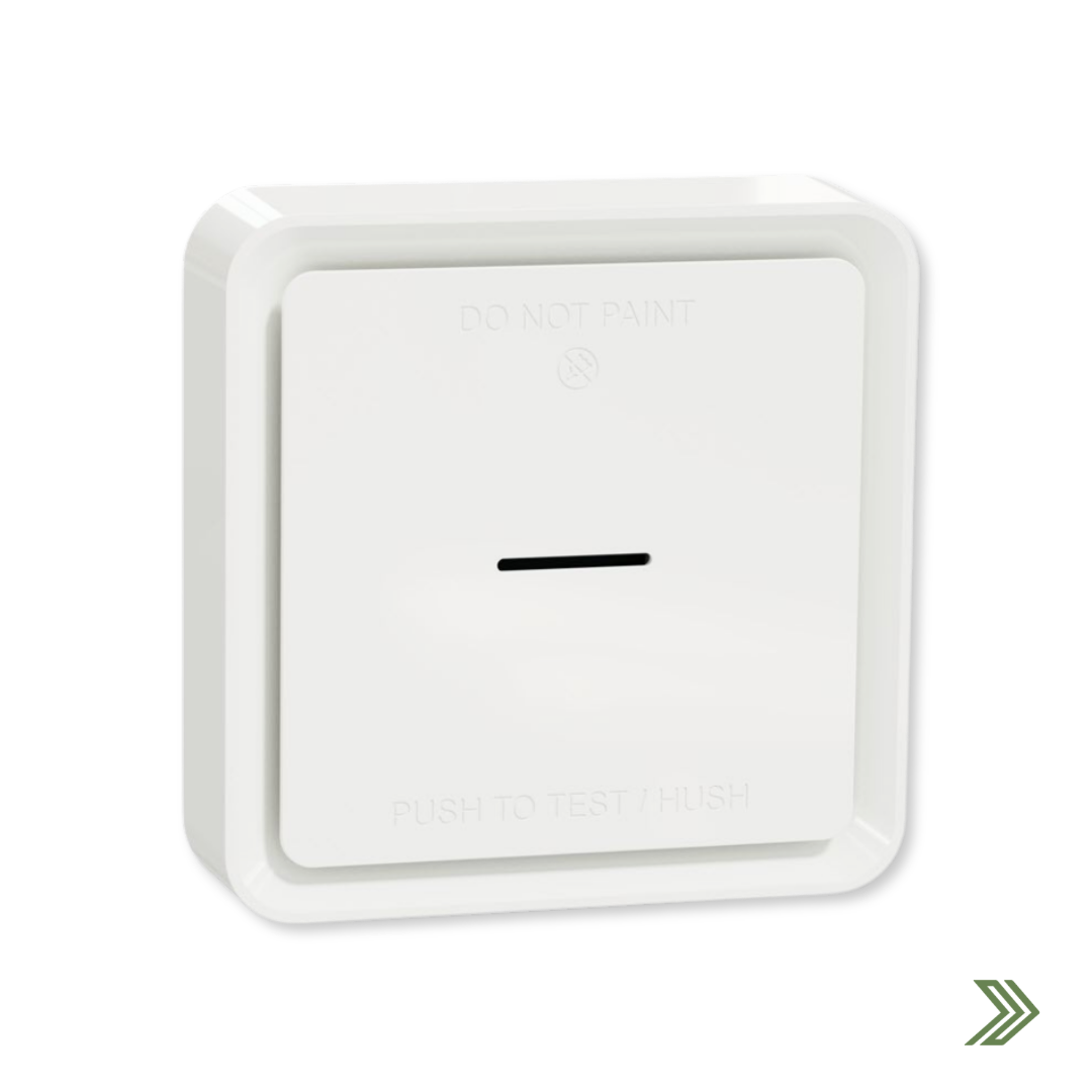 Click to shop Clipsal Iconic Wiser lithium battery smoke alarm.