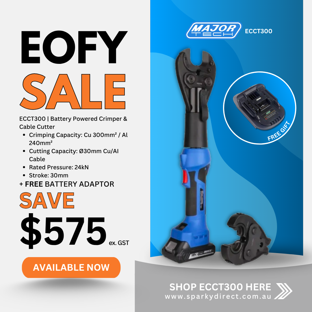 Click here for a compact battery-powered crimper and cable cutter with multiple capacities and free battery adaptor offer.