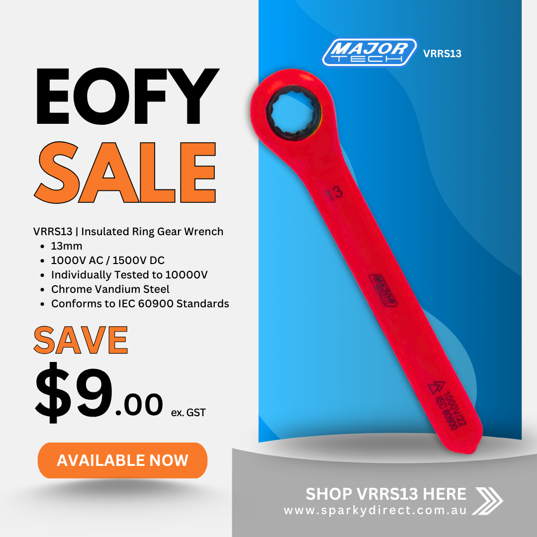 Click here for an insulated 13mm ring gear wrench sale graphic with safety ratings and discounted price.