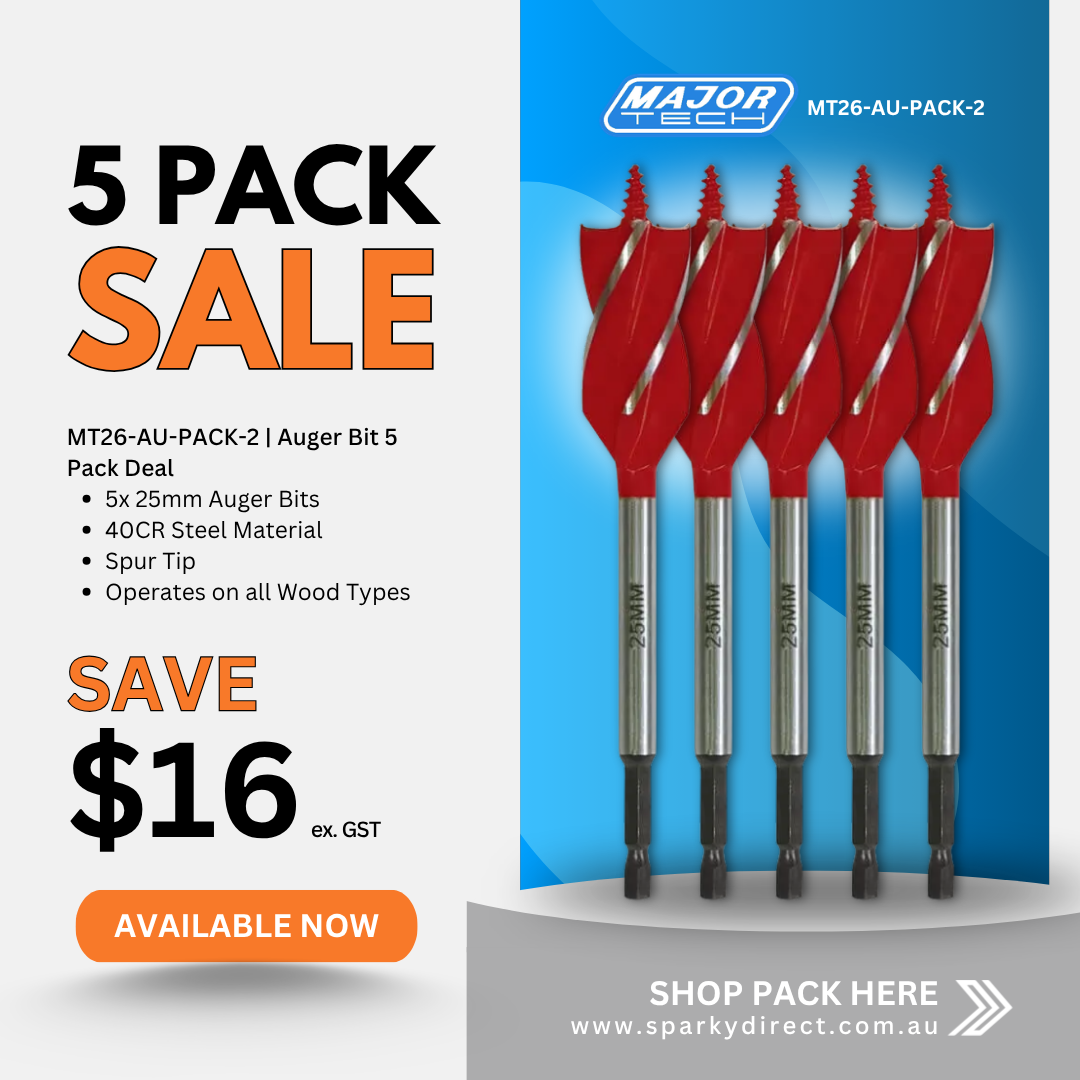 Click here for a 5-pack of 25mm auger drill bits for efficient wood drilling.