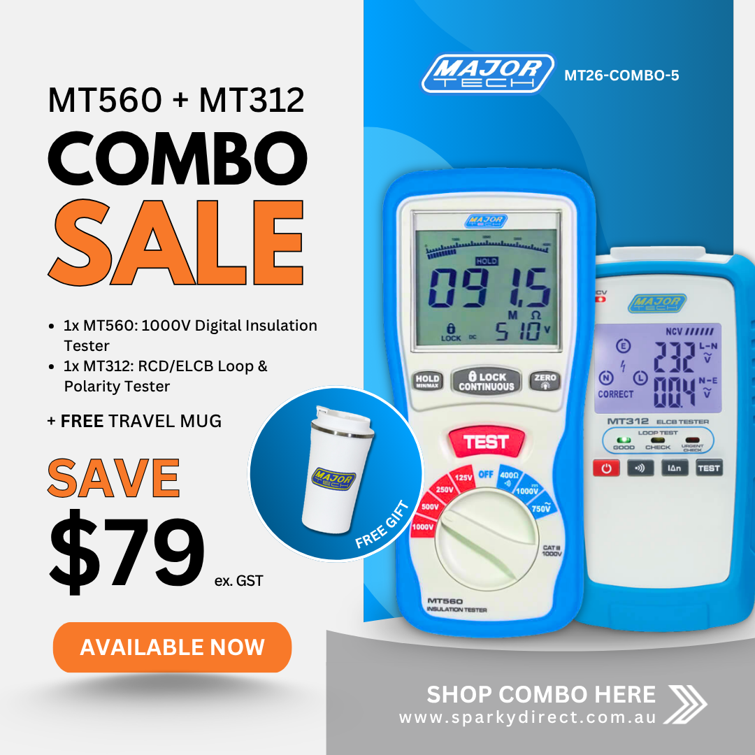 Click here for a combo set with insulation tester and loop tester including a free travel mug.